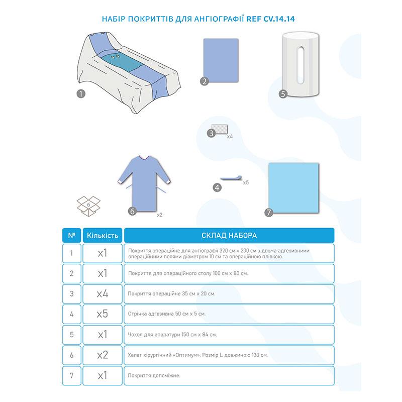 CV-14-14 Комплект покриттів для ангіографії CV-14-14 «Meditec®». Стерильний.
